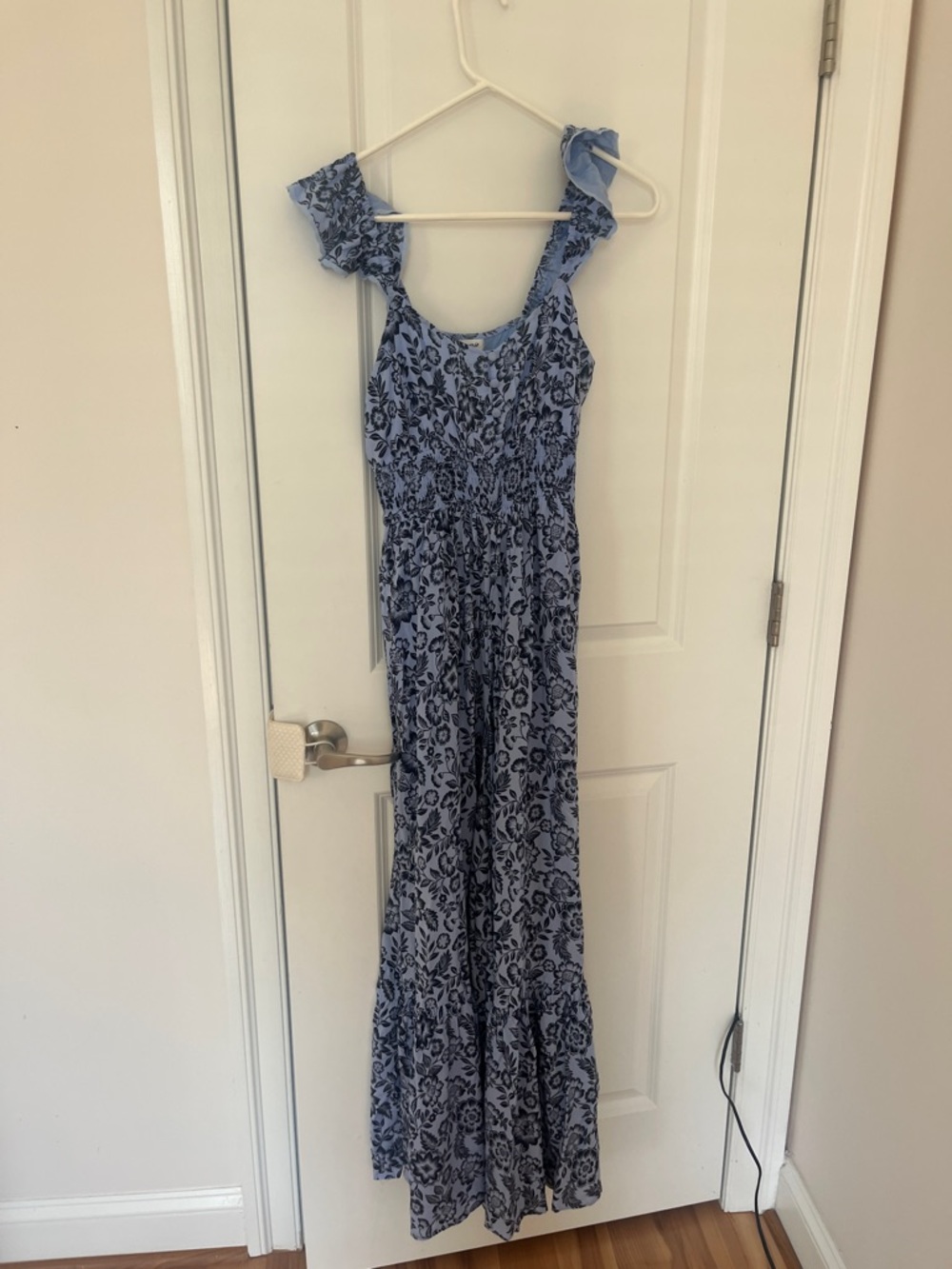 Aerie Blue Floral Maxi Jumpsuit